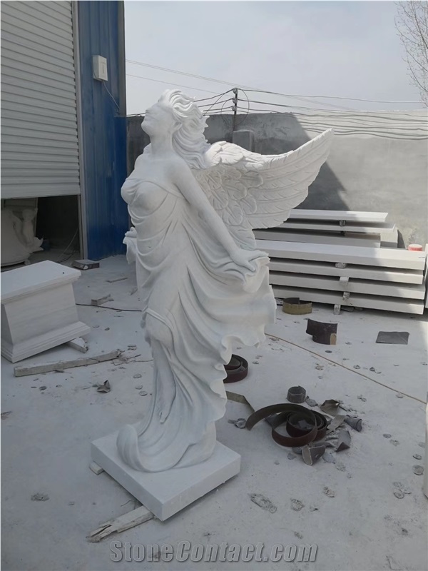 Hand Carved White Marble Angel Garden Statues
