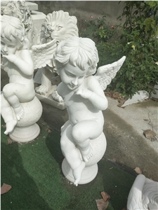 Handcarved Booking Baby White Marble Angel