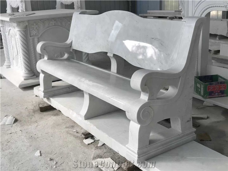 Marble Garden Carved Bench