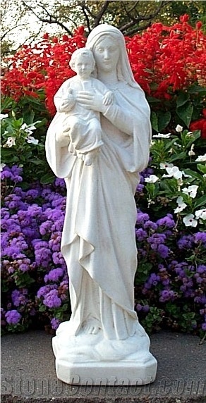 Outdoor Garden Stone Virgin Mary and Jesus Statue