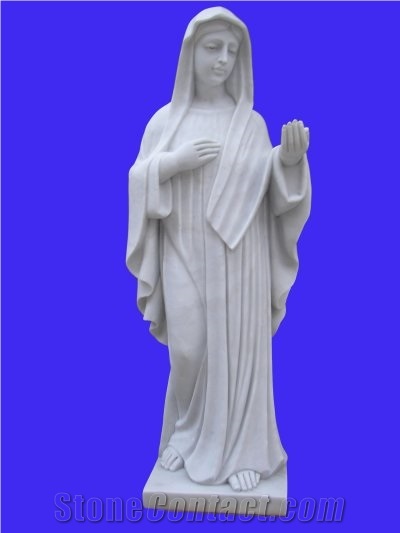 Stone Carving White Marble Virgin Mary Statue