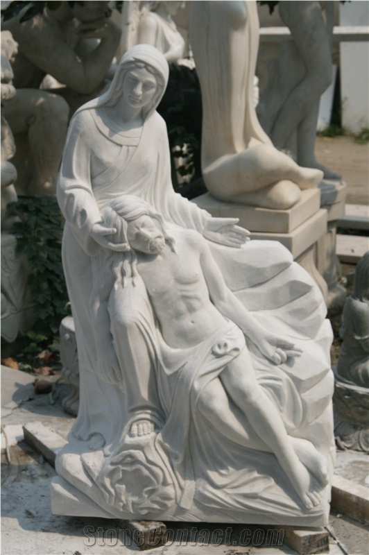 Virgin Mary and Jesus Marble Statue