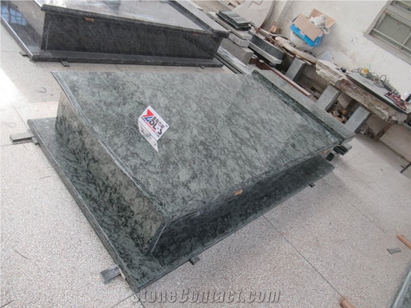 Olive Green Granite Western Style Grave Tombstones