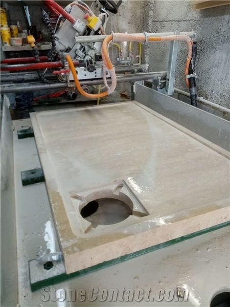 Race 5 Axis Stone Processing Center:Cutting with disk, Miter cut, Profiling, Drainboard, Drainergrooves