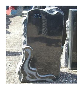 Black Granite Headstone with Pitched Back