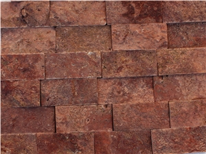 Red Travertine Split Stone Wall Tiles