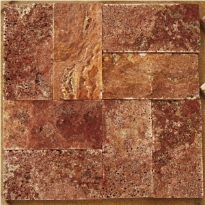 Red Travertine Split Wall Covering Stone