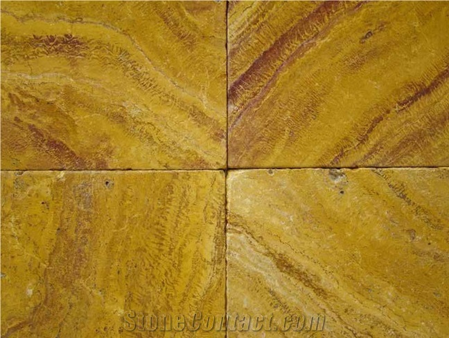 Yellow Travertine Tumbled Tiles, Floor Tiles