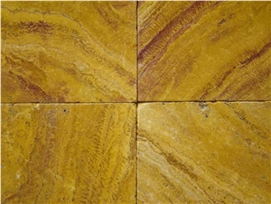 Yellow Travertine Tumbled Tiles, Floor Tiles