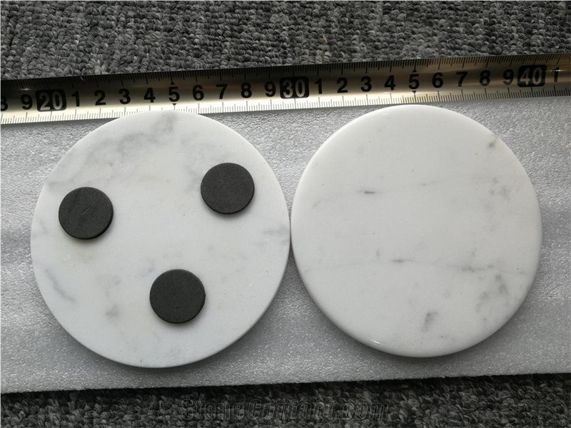 White Marble Cup Holder Mat Pad Round Coasters