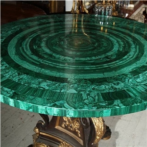 Green Melachite Semiprecious Stone Table Top