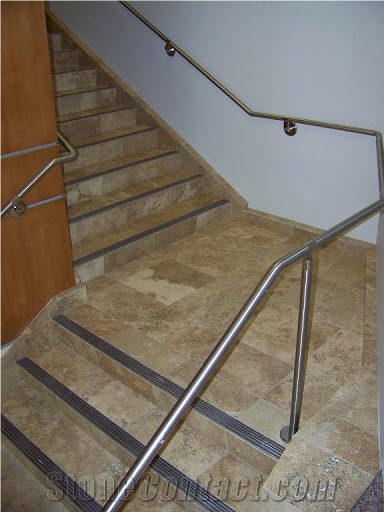 Tuscany Noce Select Traverine Staircase
