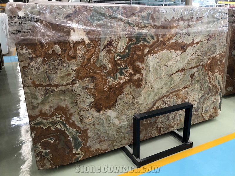 Ancient Green Onyx Slab for Dresser Table
