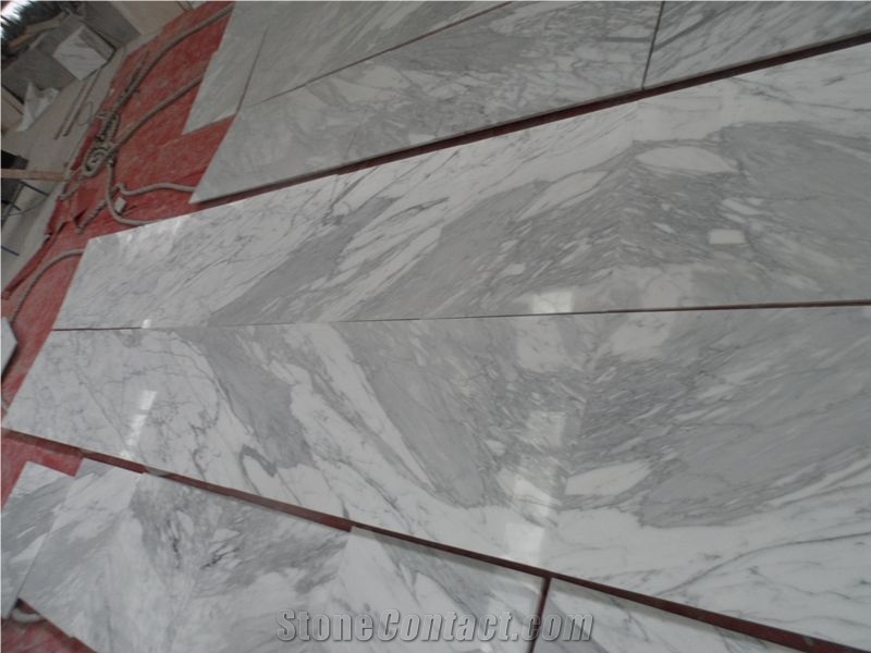 Bianco Statuario Marble Bookmatched Lay Out Tiles