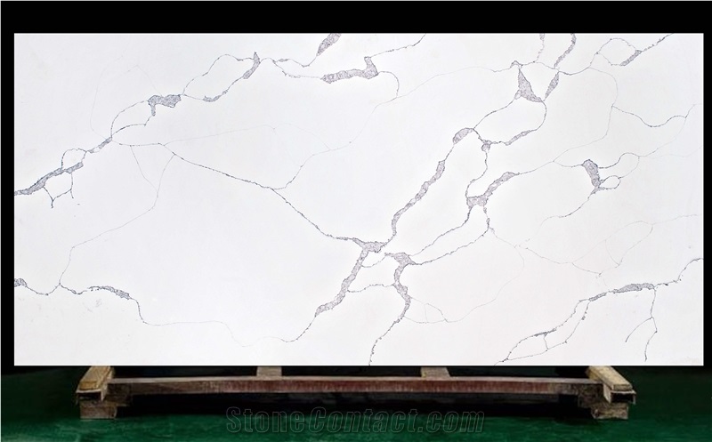 Prefabricated Calacatta White Quartz Slabs Walling