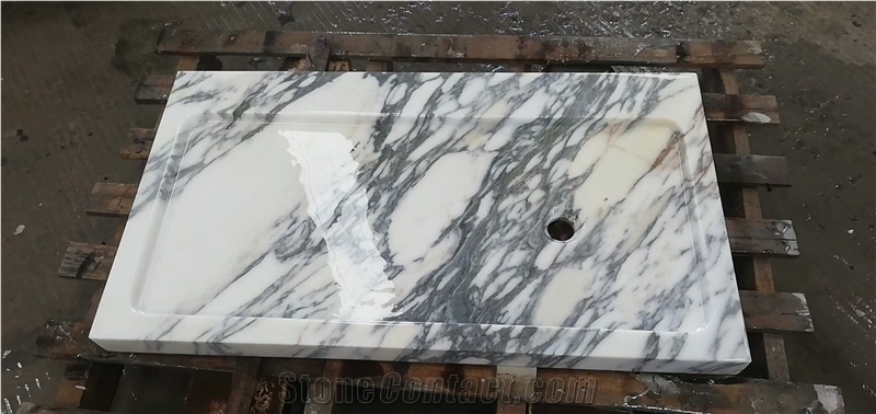 Binanco Carrrara Whit Marble Sink, Stone Basin