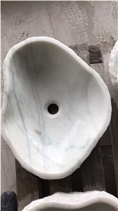 Cloudy White Marble Sink,Marble Washbasin