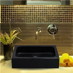 Shanxi Black Granite Washbasin,Stone Bathroom Sink