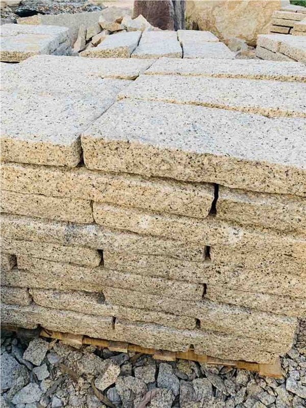 Yellow Granite- Yellow Binh Dinh Granite Chiseled Landscaping Stones