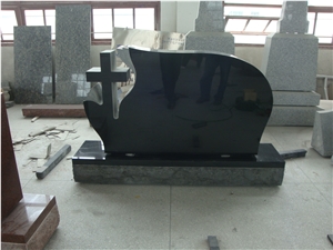 American Style Black Granite Cross Tombstone