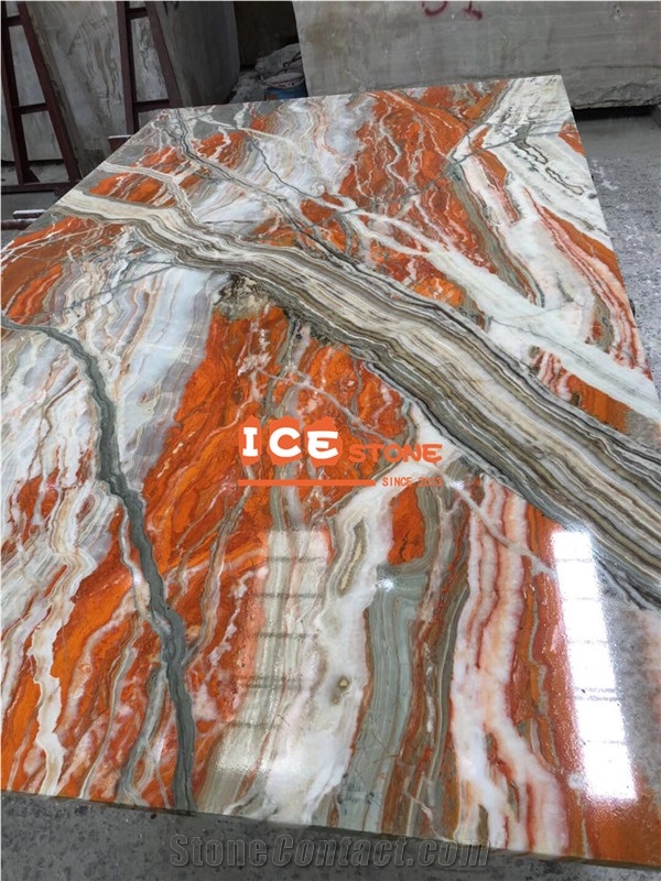 Colorful Onyx Bookmatched Slabs