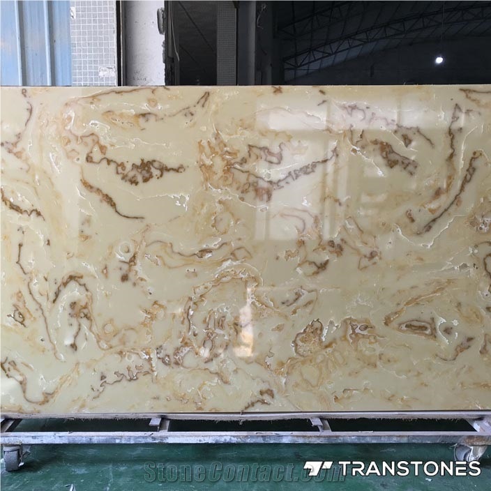 Decorated Stone Polished Faux Onyx Hotel Wall Panel