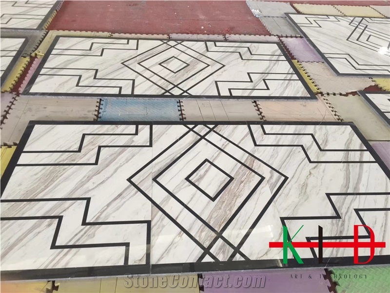 Floor Tile Waterjet Cut Carpet Pattern & Medallion