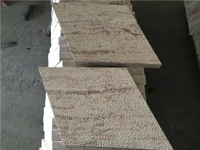 Indian Sivakasi Gold Granite Bush Hammered Tiles
