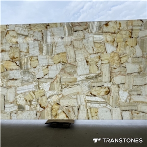 Real Onyx Slice Polished Alabaster Wall Panel