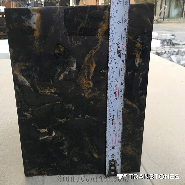 Solid Surface Black Polished Faux Onyx Light Box