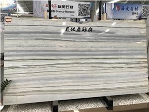 White Marble Slabs with Straight Black Grey Veins