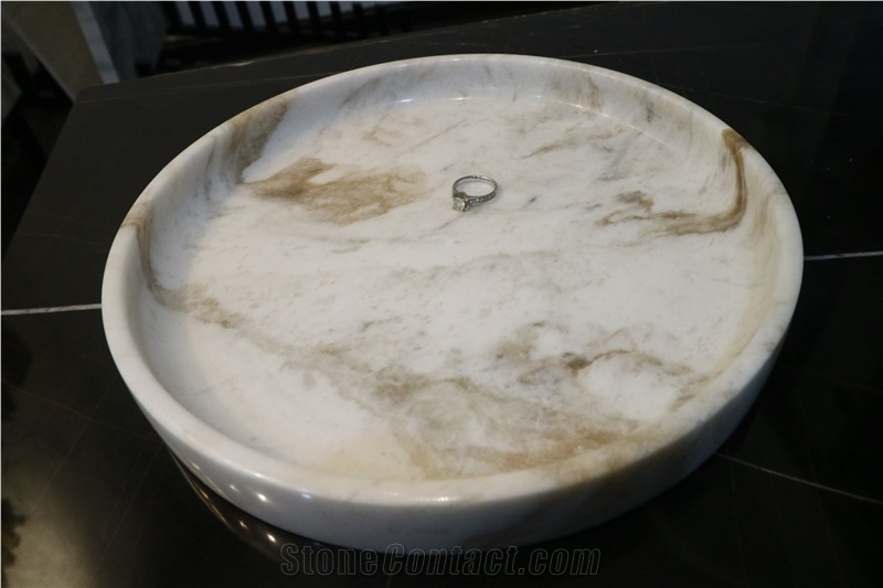 Bianco White Marble Round Trays