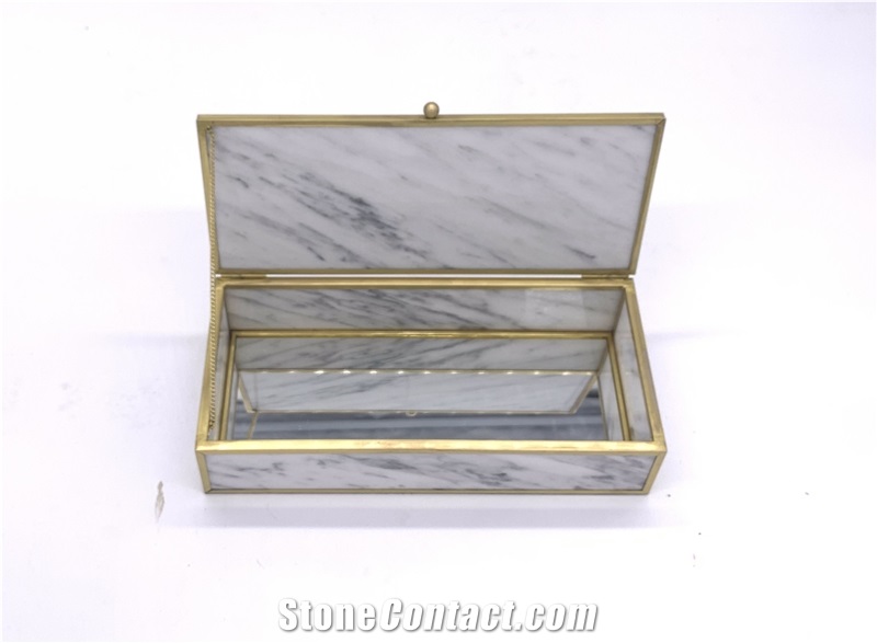 Brass Edging Marble Jewelry Box