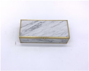 Brass Edging Marble Jewelry Box