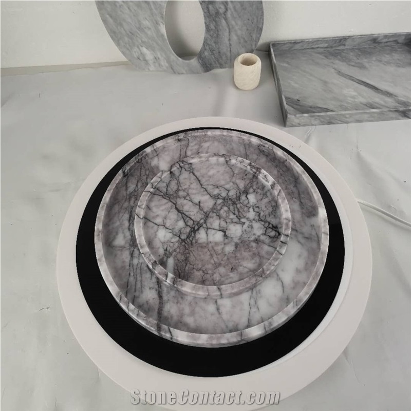 Home Luxury Round Marble Tray