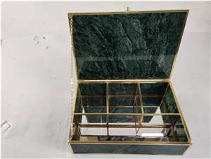 Indian Green Marble Jewelry Boxes Gift Article