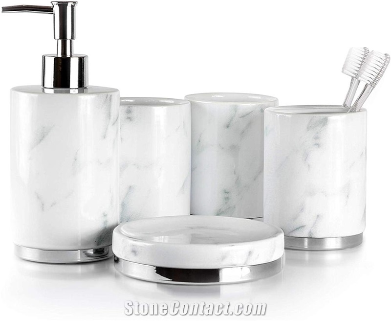 Natural Marble Bathroom Accessories Set