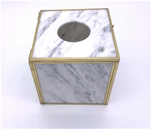 White Marble Hotel Container Tissue Box