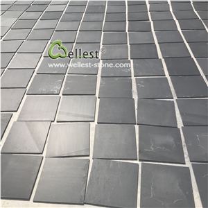 Honed Black Slate Tile for Flooring Patio Walkway
