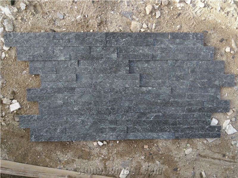Thin Stone Cladding Black Slate 40x10cm Factory