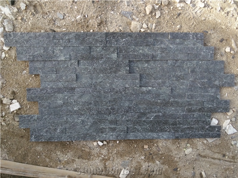 Thin Stone Cladding Black Slate 40x10cm Factory from China ...