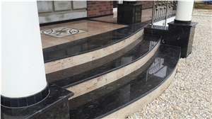 Shivakasi Ivory Granite Riser-Black Granite Steps Outdoor Front Yard Stairs