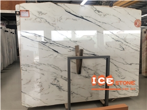 Chinese White Marble Mont Blanc Bookmatched Slabs