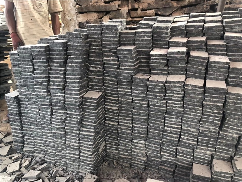 Black Basalt Lava Stone Paver Cubes