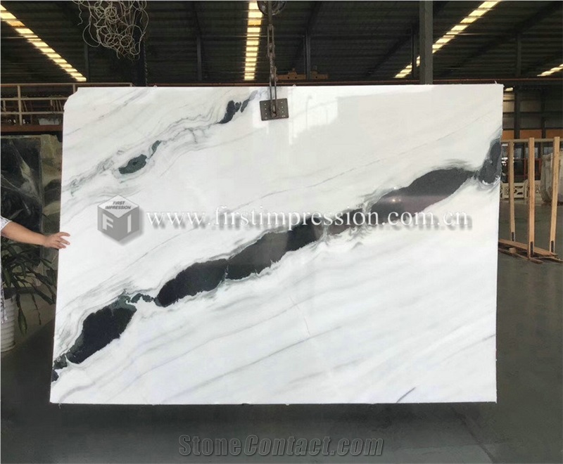 Popular China Panda White Marble Slabs,Tiles