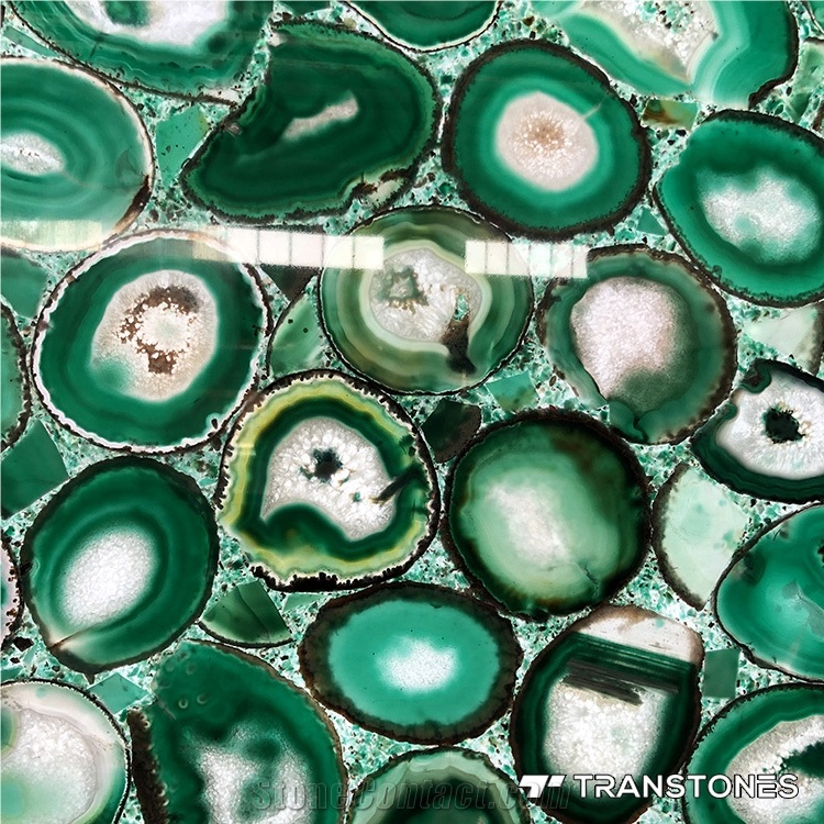 Green Polished Real Agate Wall Covering Stone