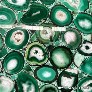 Green Polished Real Agate Wall Covering Stone
