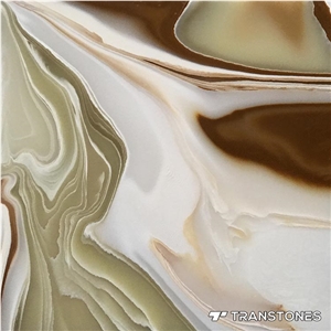 Semi White & Brown Translucent Faux Onyx Wall Panel