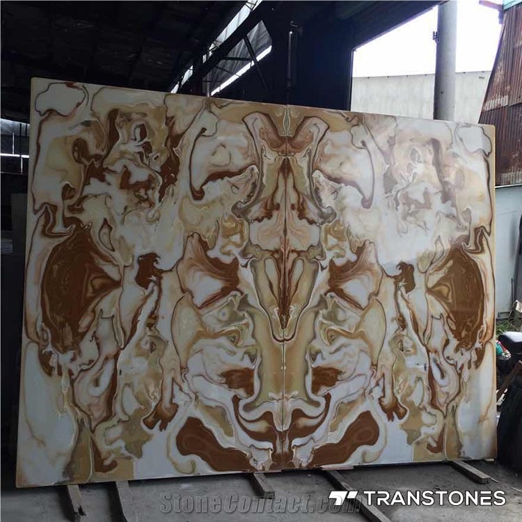 Semi White & Brown Translucent Faux Onyx Wall Panel