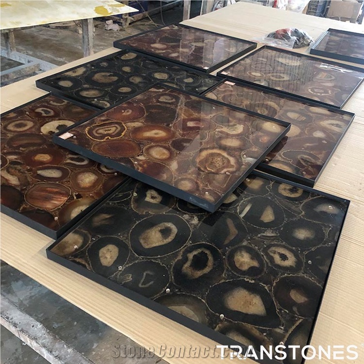 Translucent Natural Agate Semiprecious Stone Shower Wall Panel